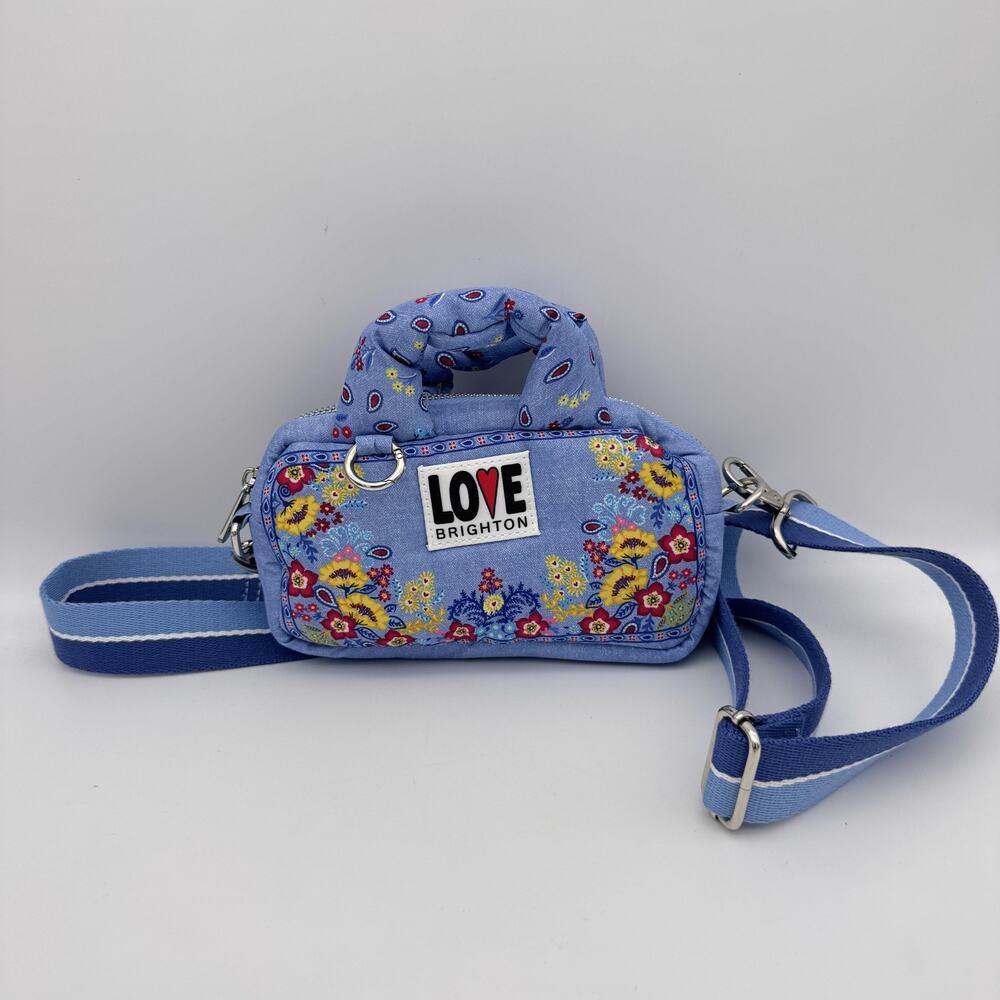 Brighton Bandana Love Crossbody Mini Bag Purse Floral Blue Womens Boho Festival - Picture 1 of 8